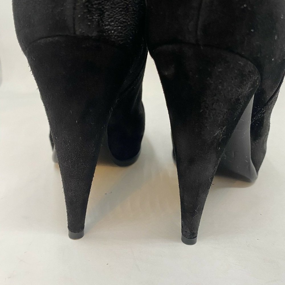 Christian Dior Dress Boots 38.5 8 Black Suede Bow Round Toe Party High Heel Shoe - Picture 10 of 11
